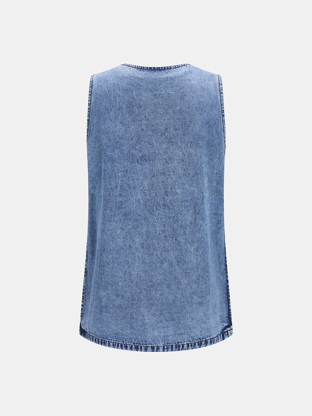 Side Slit Denim Vest & Drawstring Shorts Set