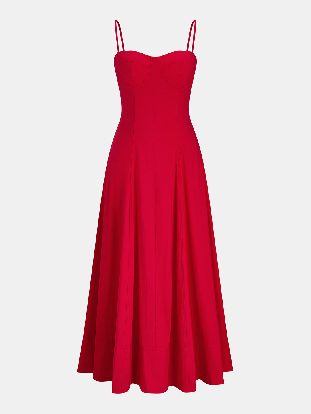 Cotton Blend Pocketed Cami Flared Maxi Dress