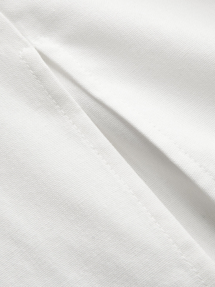 Cotton-Linen Sleeveless V-Neck Bow Split Dress