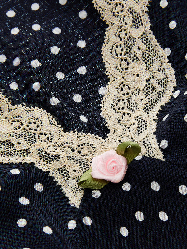 Polka Dot Lace-Trim Dress