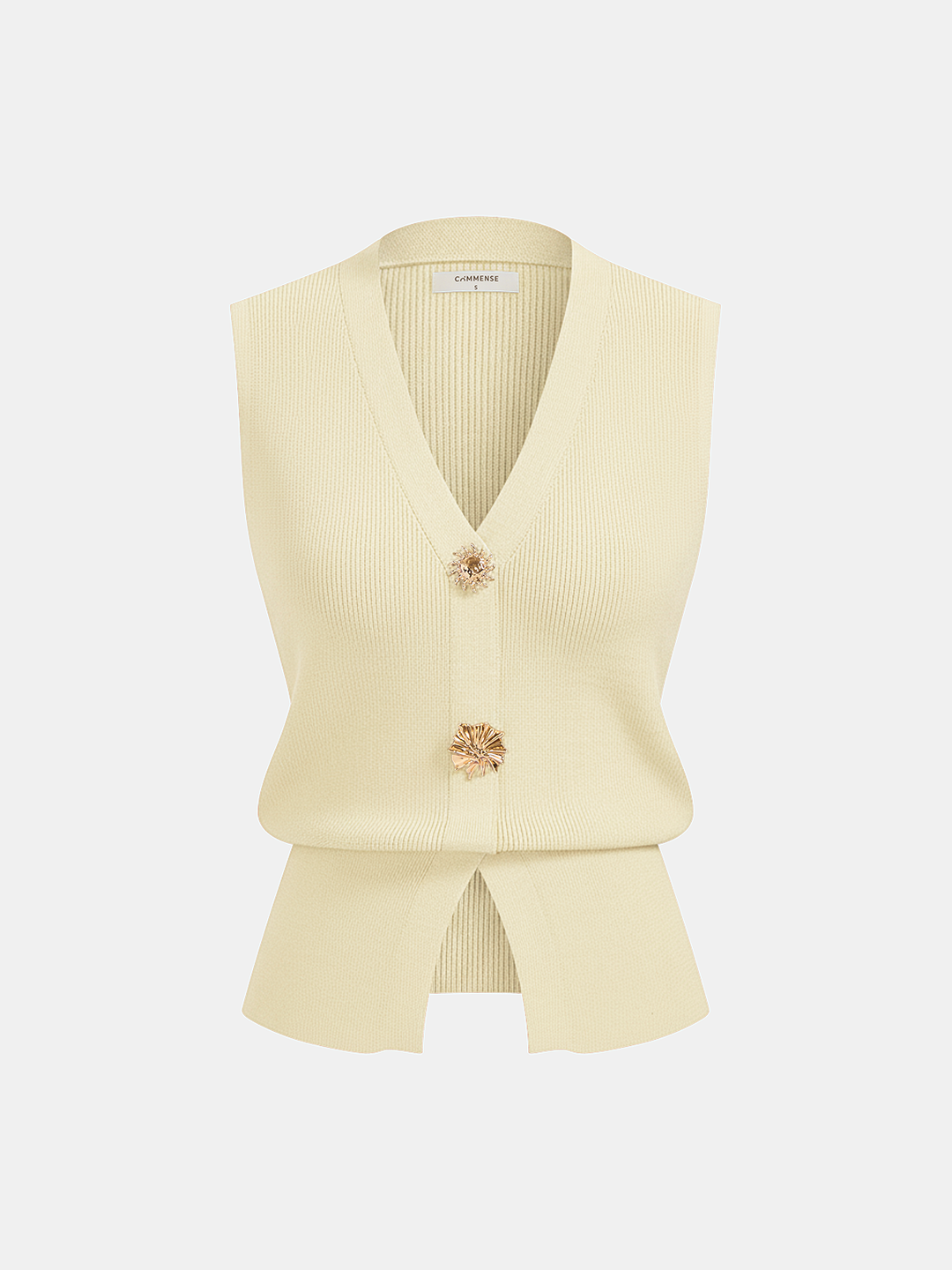 Decorative Button V Neck Knit Vest
