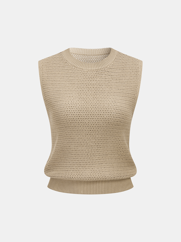 Open-Knit Sleeveless Sweater Vest