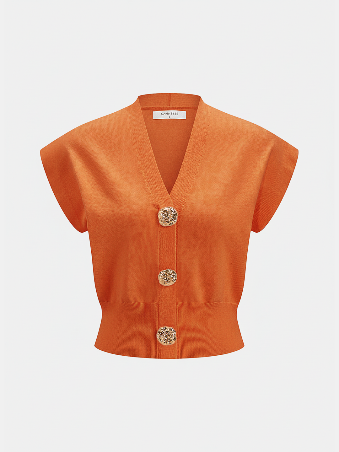 V-Neck Cap Sleeve Knit Top
