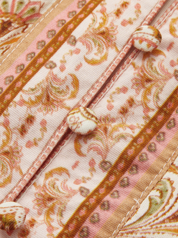 Paisley Print Belted Mini Dress