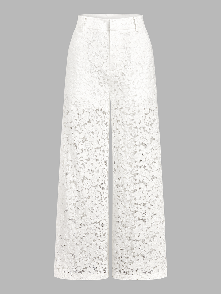 Frog Button Mandarin Collar Lace Vest & Pants Set