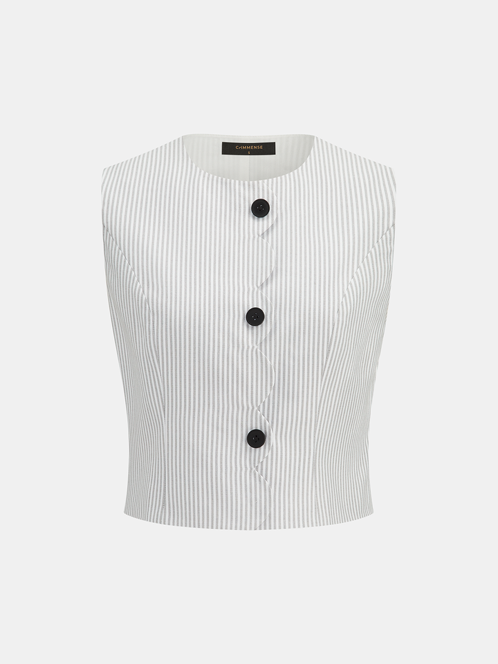 Scallop Edge Pinstripe Vest & Pants Set