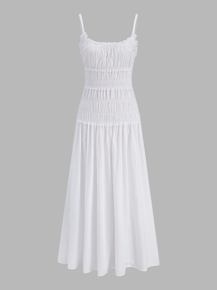 Smocked Cotton Linen Cami Maxi Dress