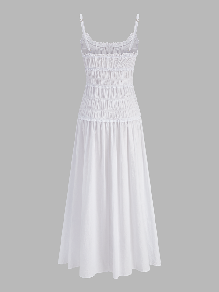 Smocked Cotton Linen Cami Maxi Dress