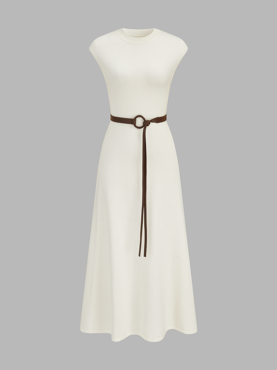 Sleeveless Knit Belted Maxi Dress