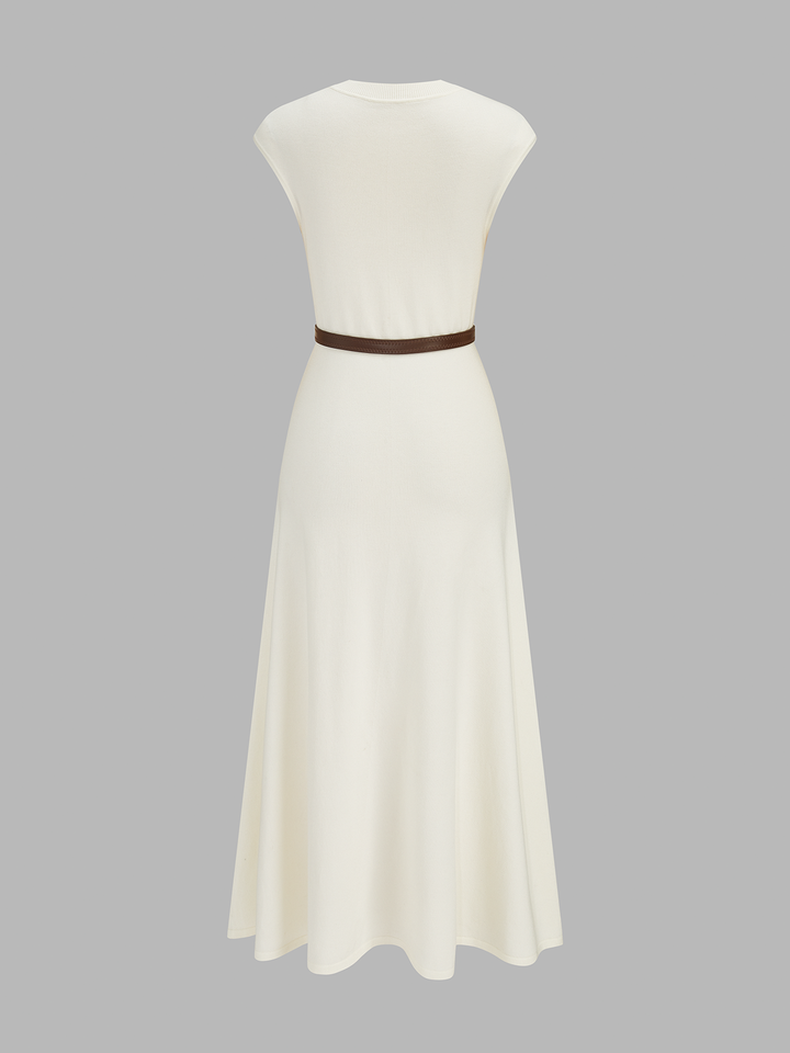 Sleeveless Knit Belted Maxi Dress