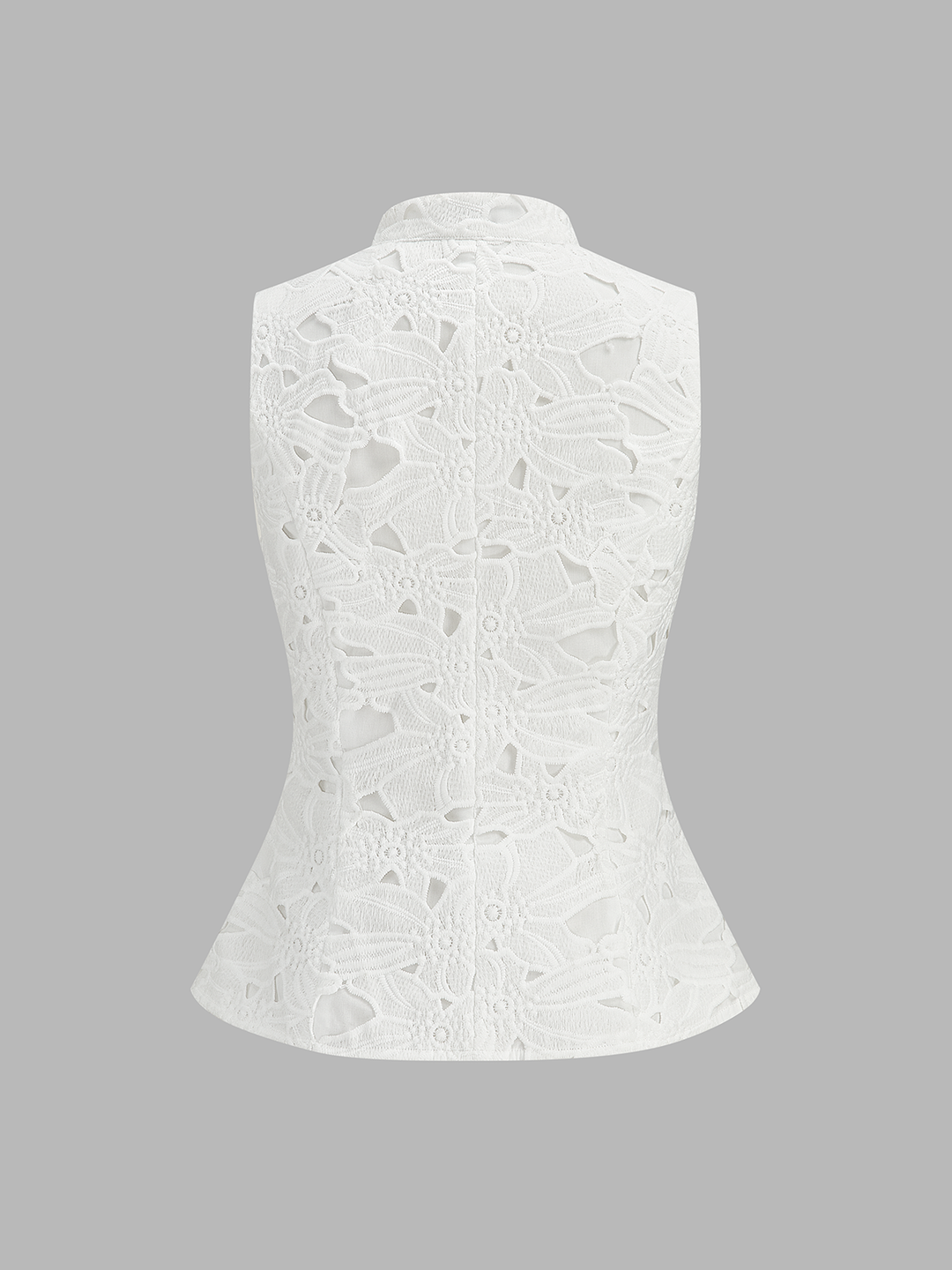 Guipure Lace Mandarin Collar Frog Button Vest