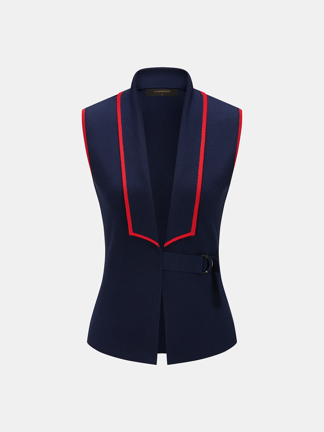 Buckle Detail Contrast Trim Knit Vest