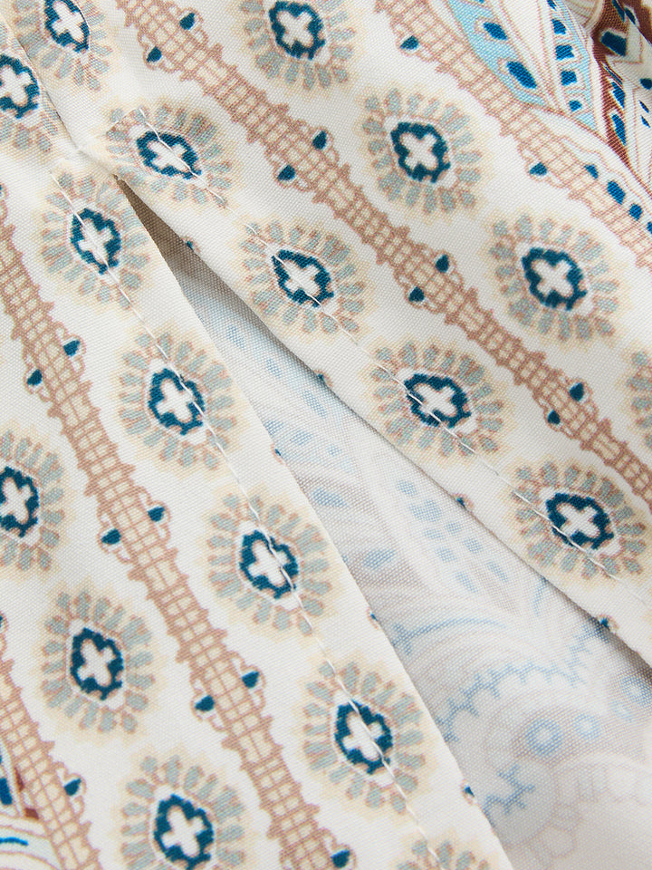 Paisley Printed Short Sleeve Maxi Dress