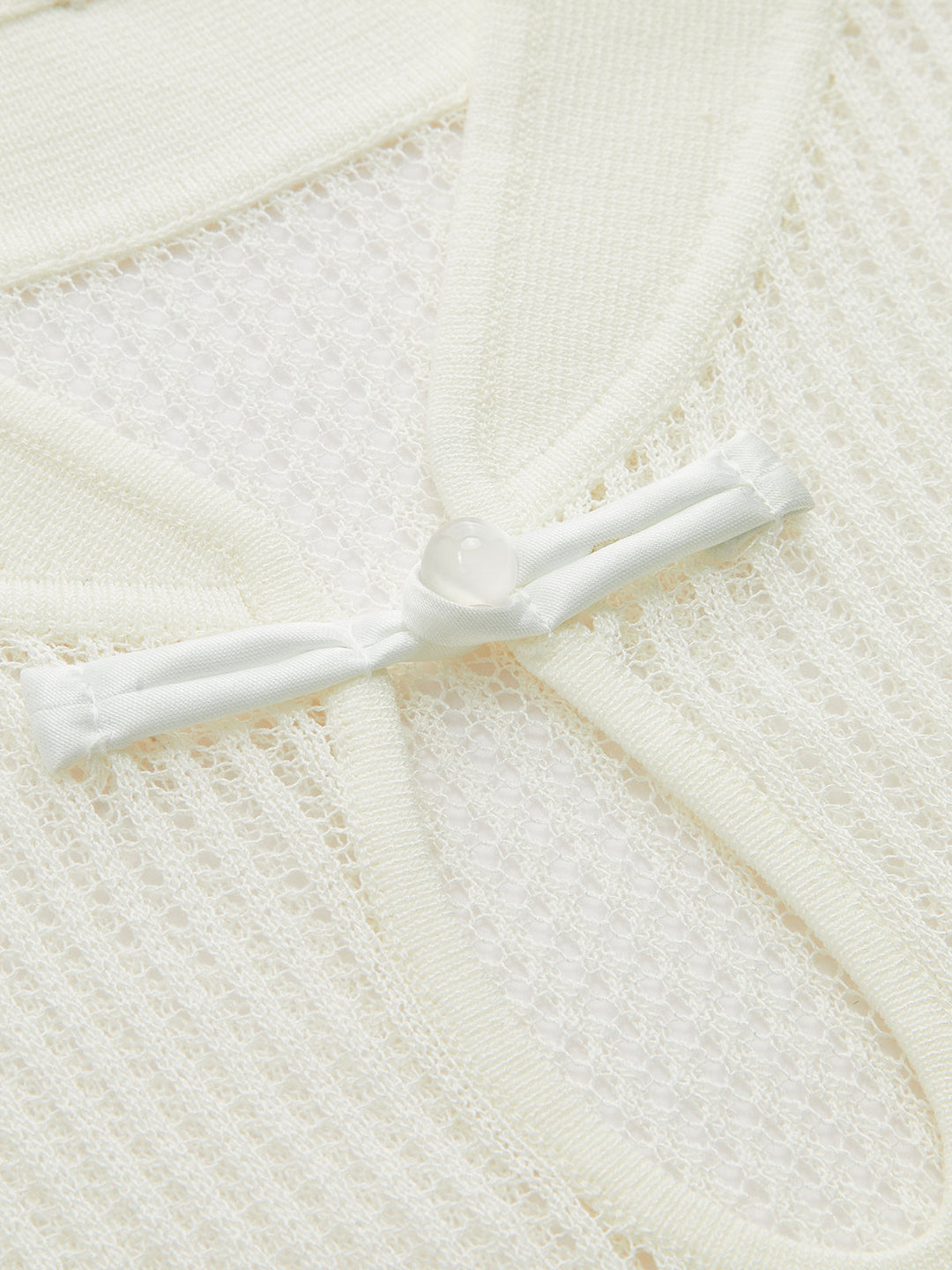 Mandarin Collar Hollow Knit Tank Top