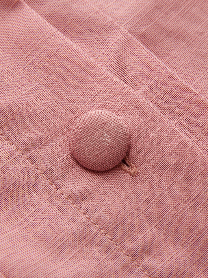 Cotton Linen Pleated Belted Blazer Dress