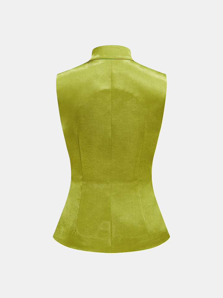 Chinese Knot Button Sleeveless Vest & Pants Set