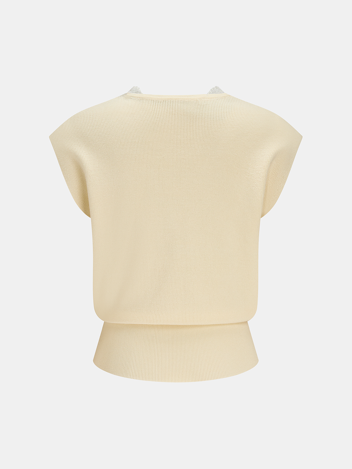 Lace Trim V-Neck Knit Top