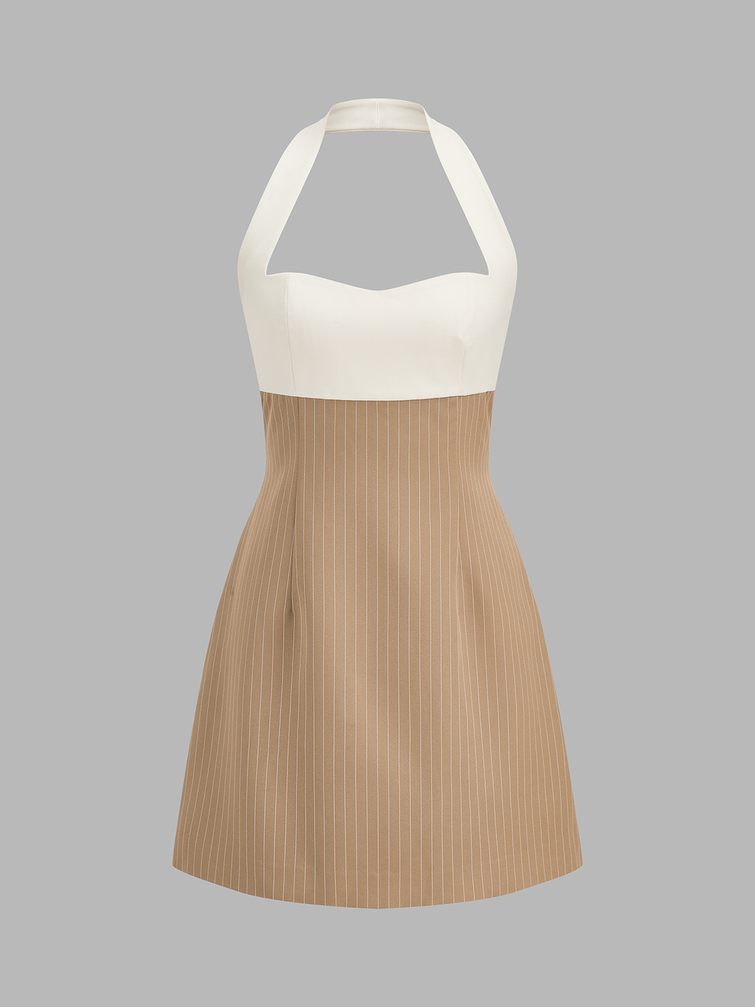 Color Block Halter Pinstripe Mini A-Line Dress