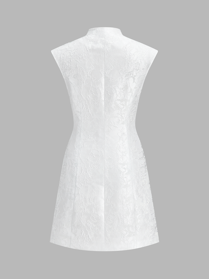 Jacquard Cheongsam-Style Frog Button Mini Dress