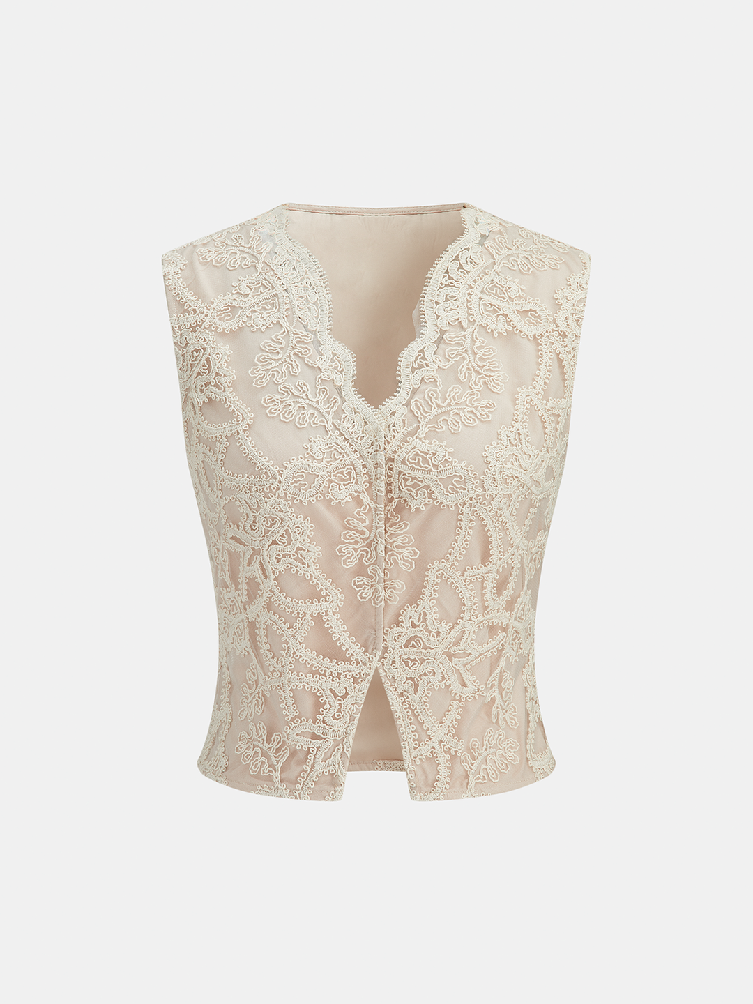 V-Neck Lace Vest & Mini Skirt Set
