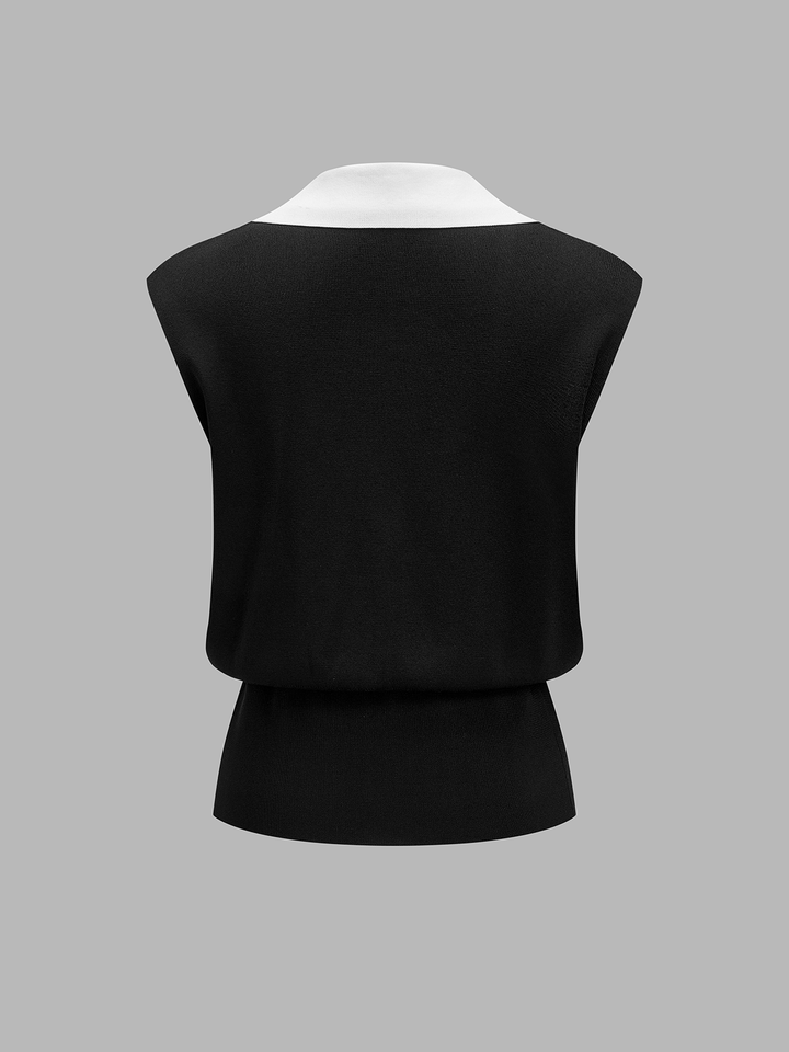 Contrast Trim Knit Vest & Pants Set