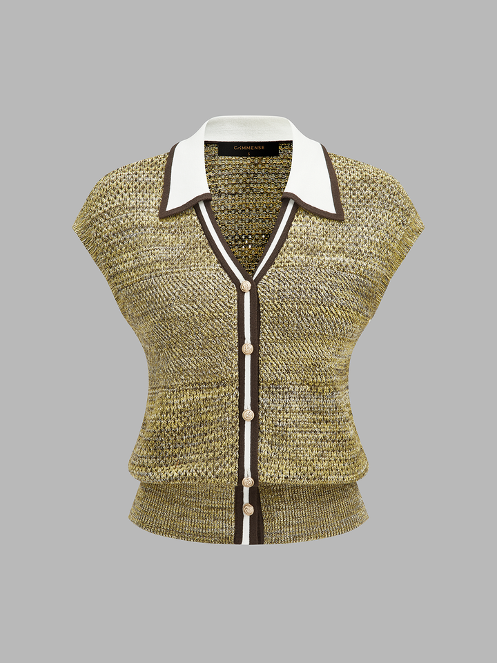 Contrast Trim Textured Knit Top