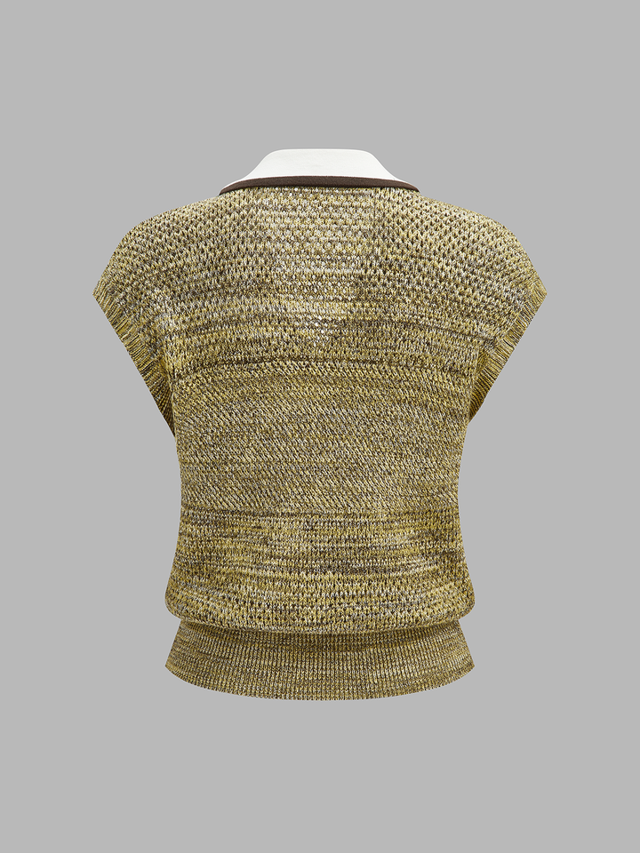 Contrast Trim Textured Knit Top