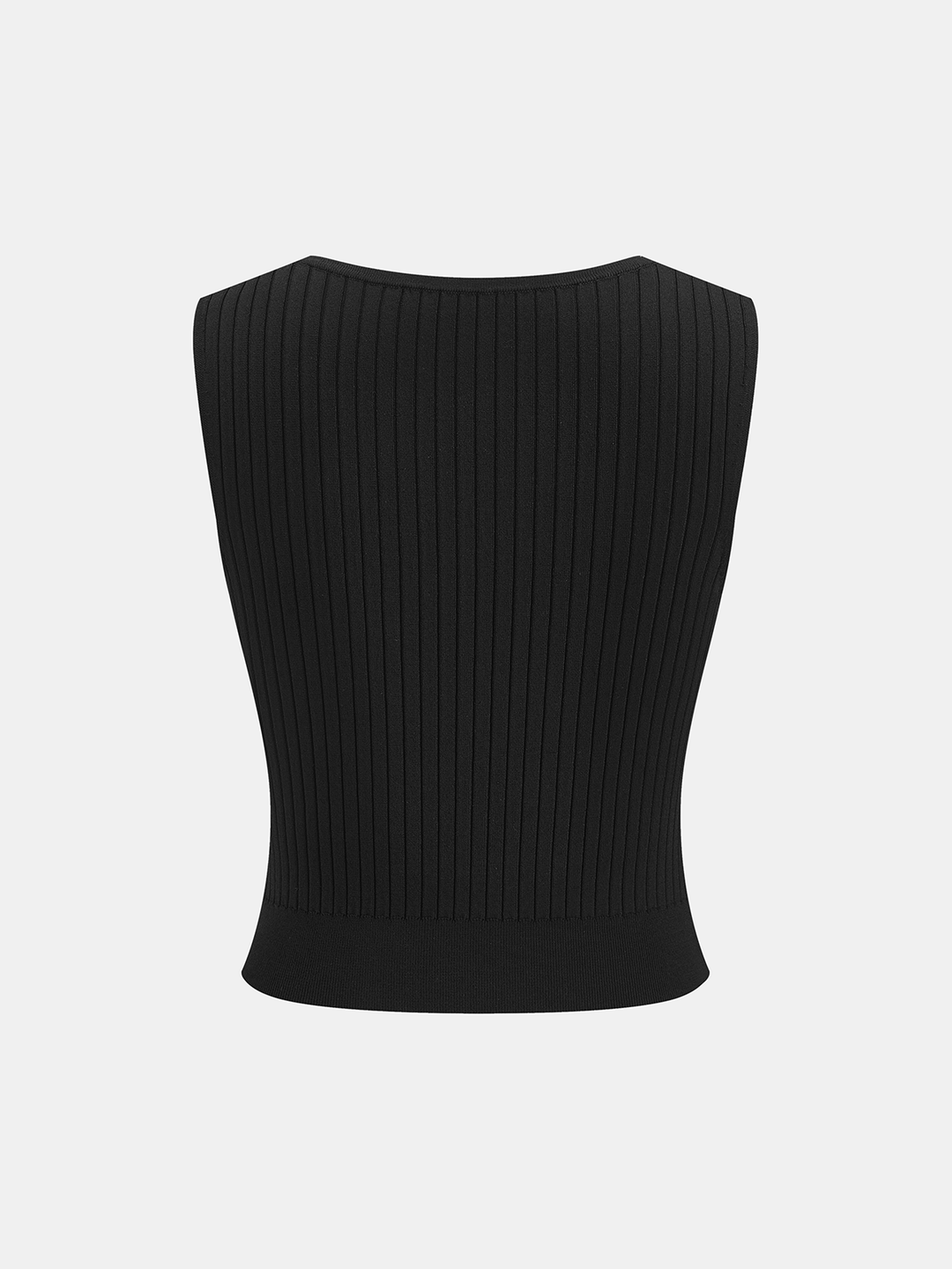 Metal Neckline Bar Ribbed Knit Tank Top