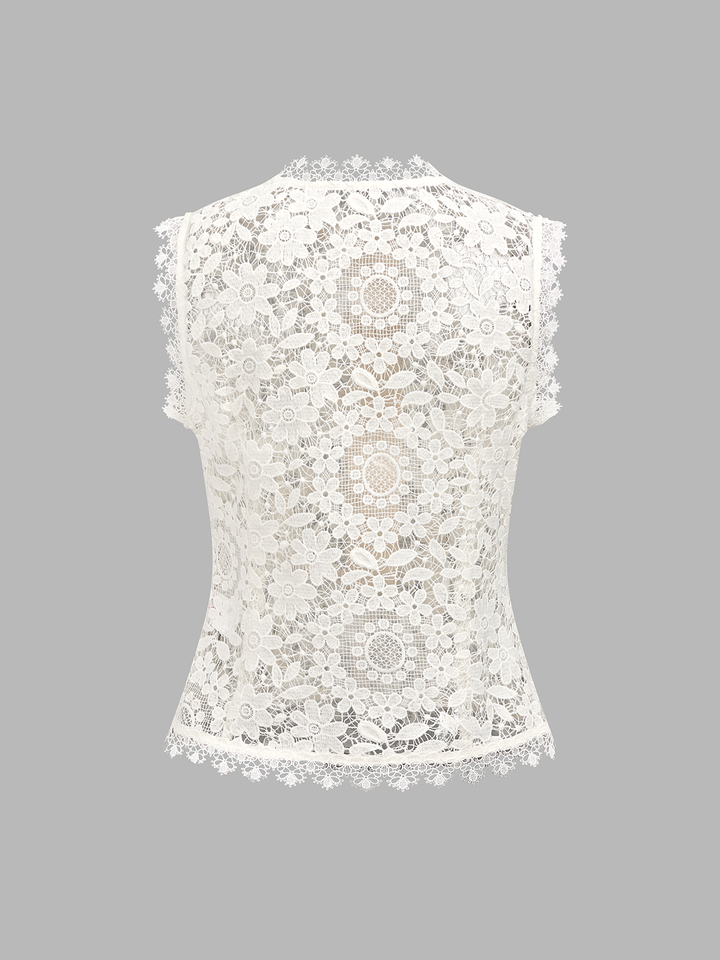 Frog Button Lace Vest & Satin Midi Skirt Set