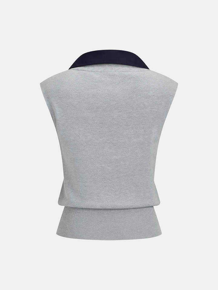 Contrast Collar Knit Vest
