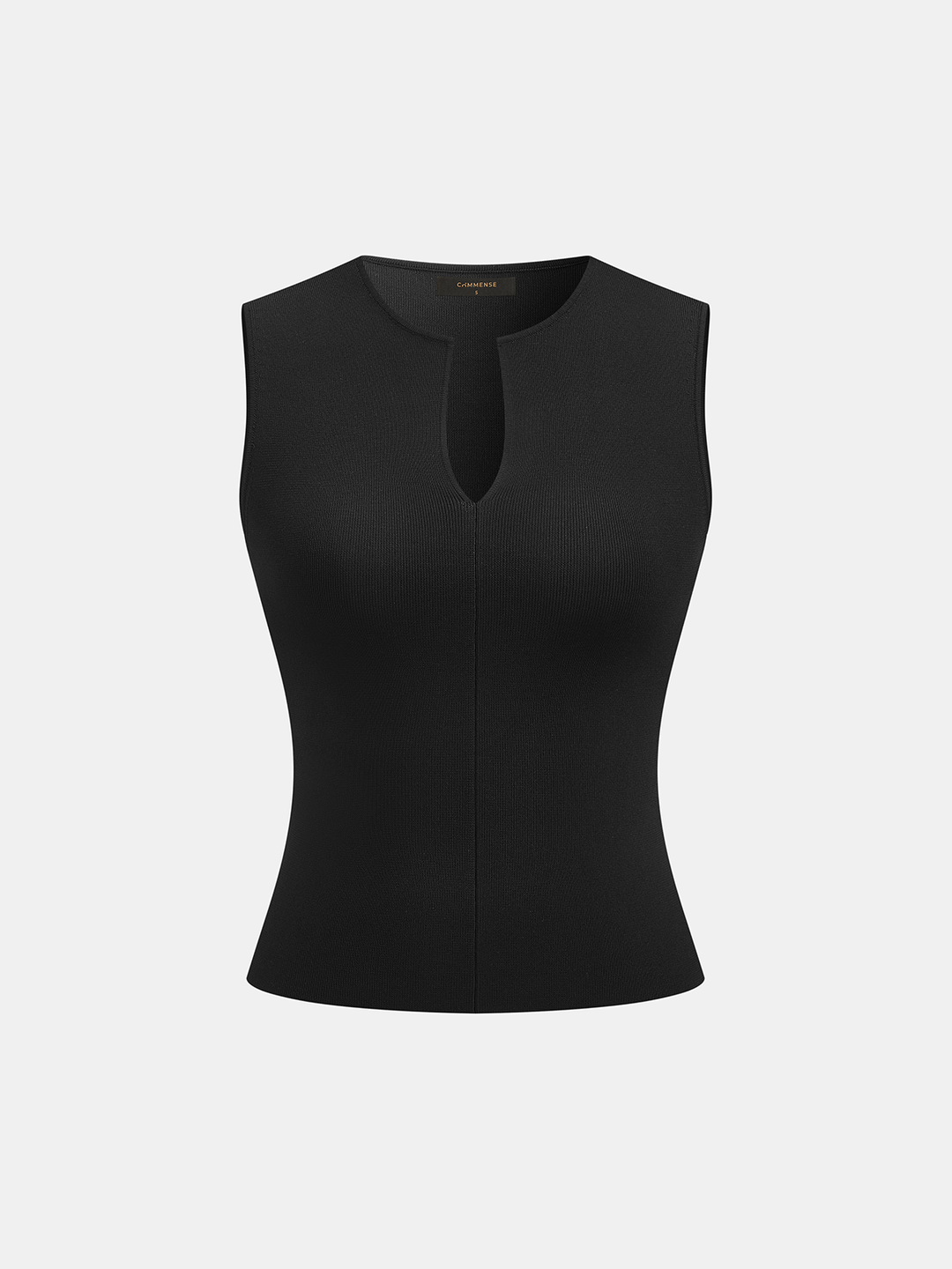 Ribbed Knit Notch Neck Tank Top