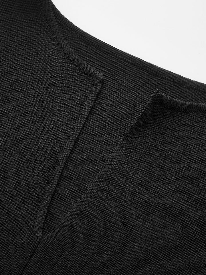 Ribbed Knit Notch Neck Tank Top