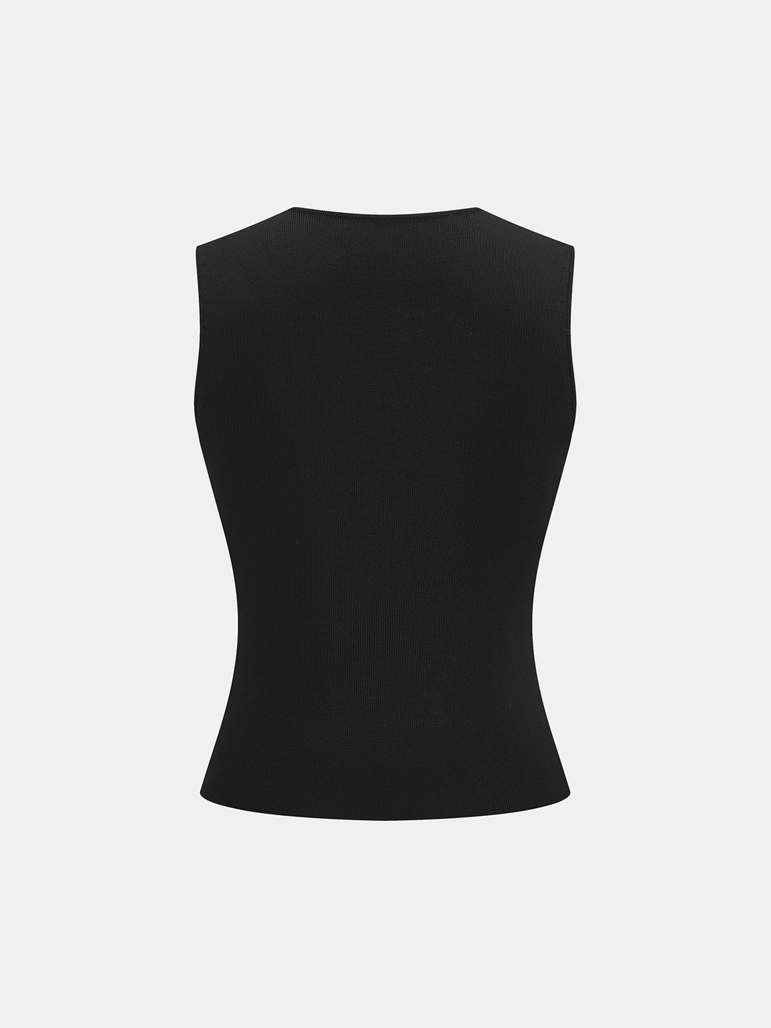 Ribbed Knit Notch Neck Tank Top