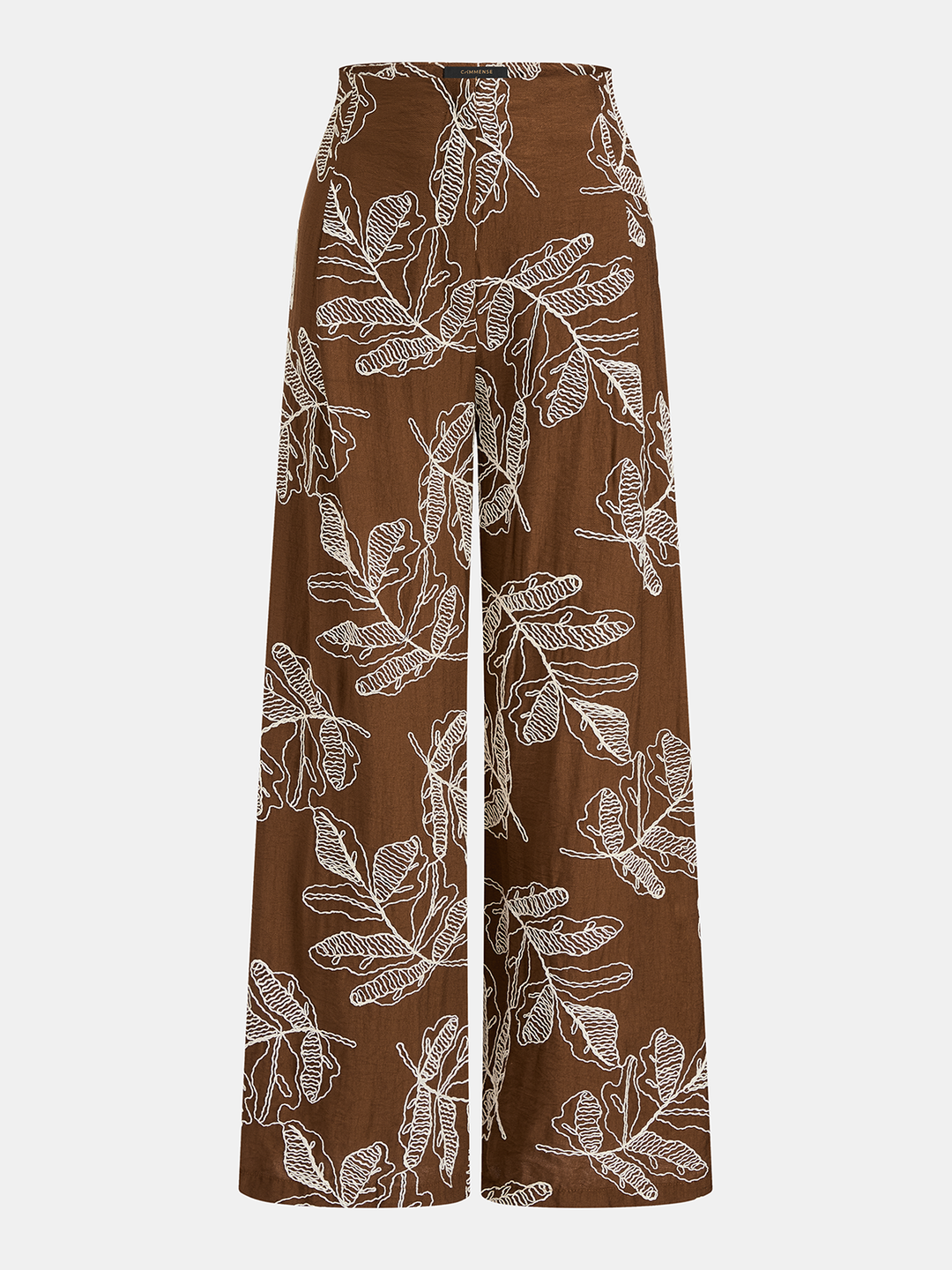 Leaf Embroidered Vest & Wide Leg Pants Set