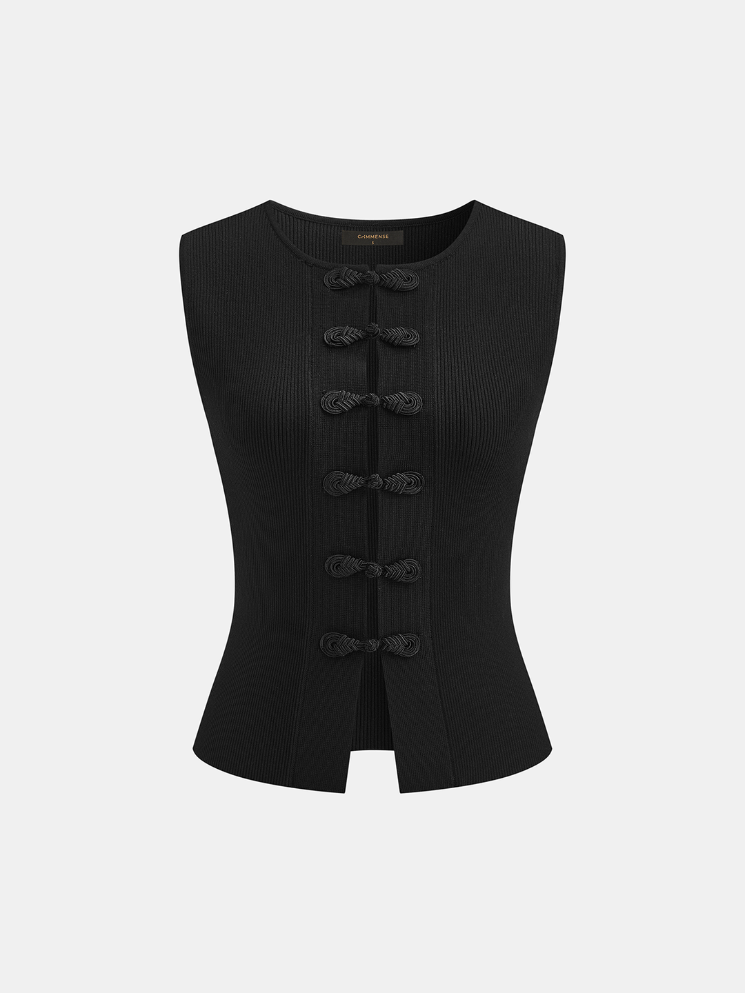 Frog Button Ribbed Knit Vest