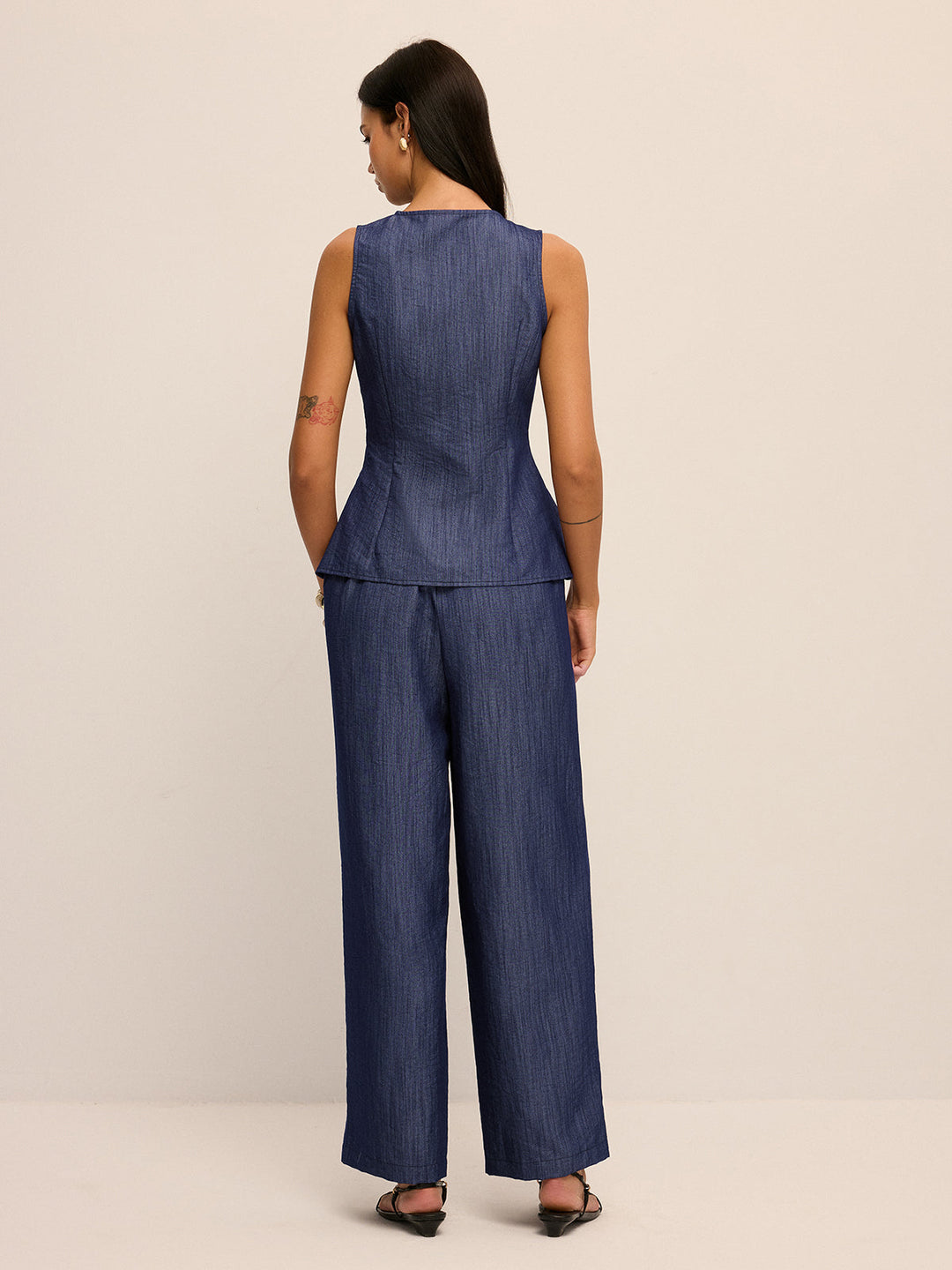 Twist Front Vest & Wide Leg Pants Set