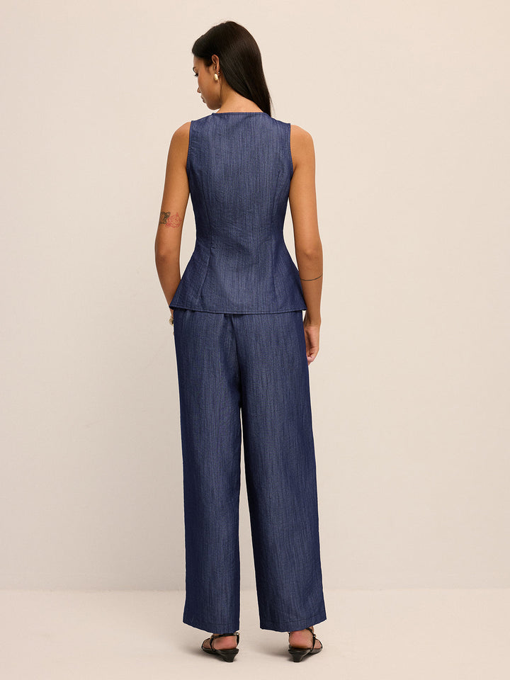 Twist Front Vest & Wide Leg Pants Set