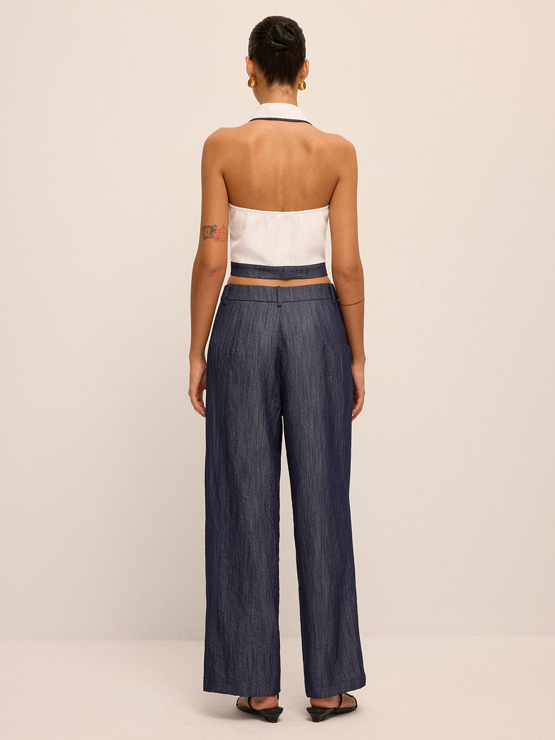 Sleeveless Halter Blazer Vest & Pants Set
