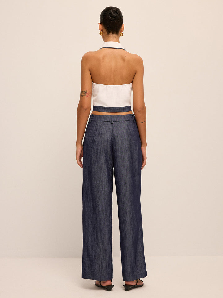 Sleeveless Halter Blazer Vest & Pants Set