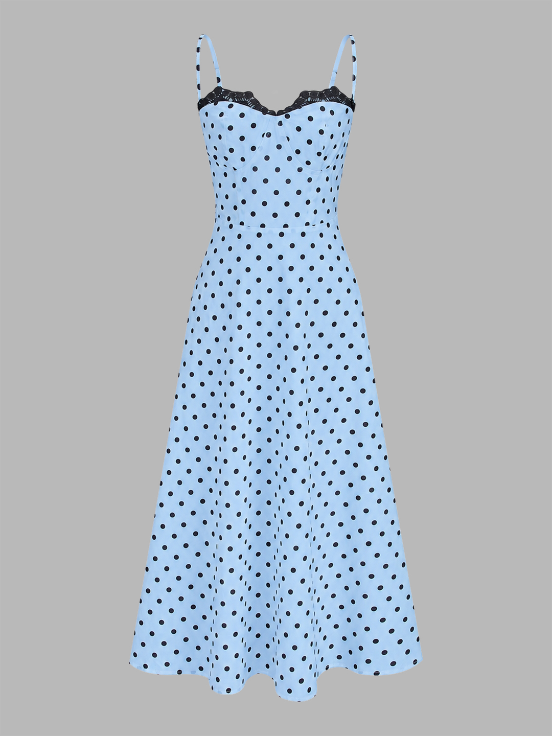 Polka Dot Lace Trim Cami Maxi Dress