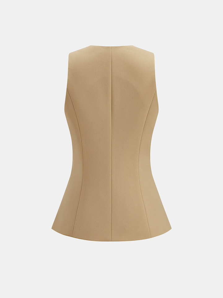 Slim Fit Amber Button Asymmetrical Vest