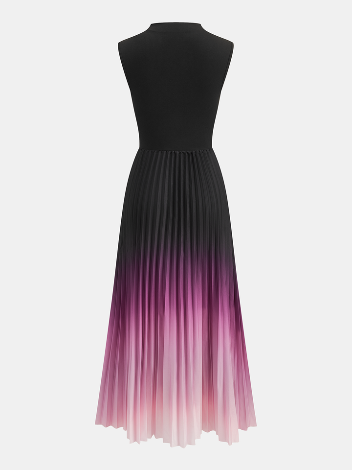 Sleeveless Pleated Gradient Midi Dress