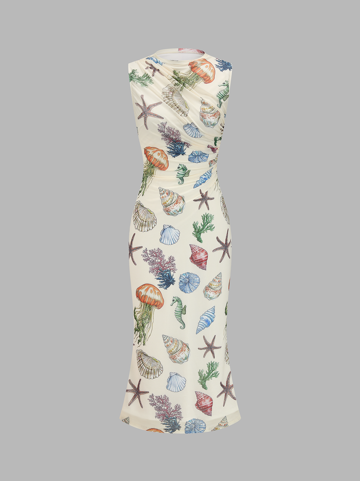 Gradient Mesh Backless Maxi Dress