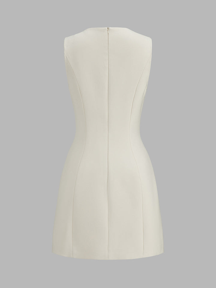 Metal Link Keyhole Neck Sleeveless Mini Dress