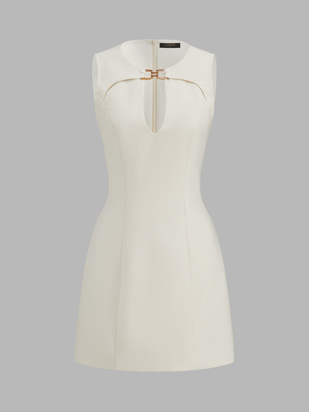 Metal Link Keyhole Neck Sleeveless Mini Dress