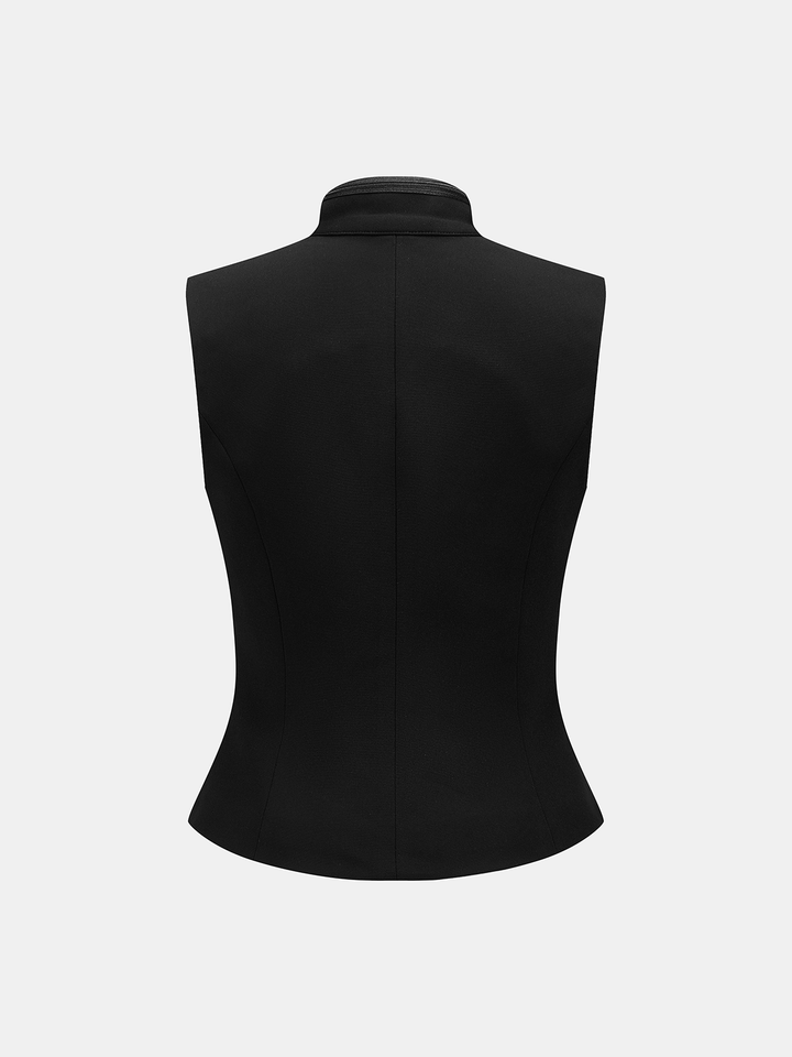 Napoleon Metal Detail Mandarin Collar Zipper Vest