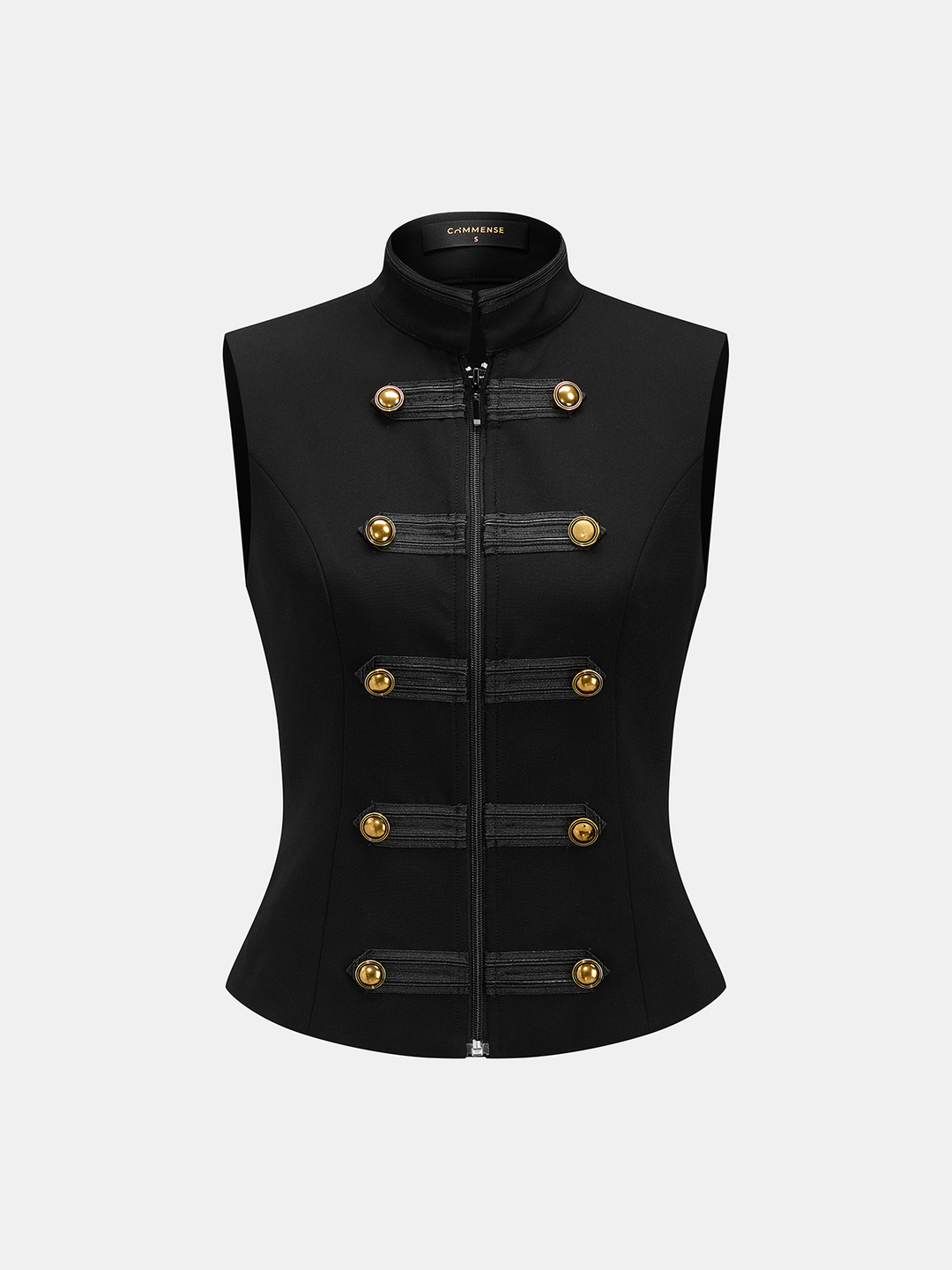 Napoleon Metal Detail Mandarin Collar Zipper Vest