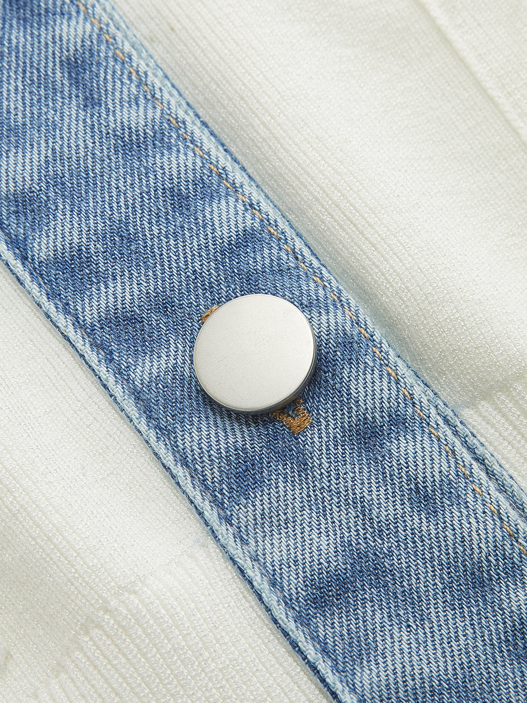 Denim Lapel Patchwork Rib Knit Sleeveless Vest