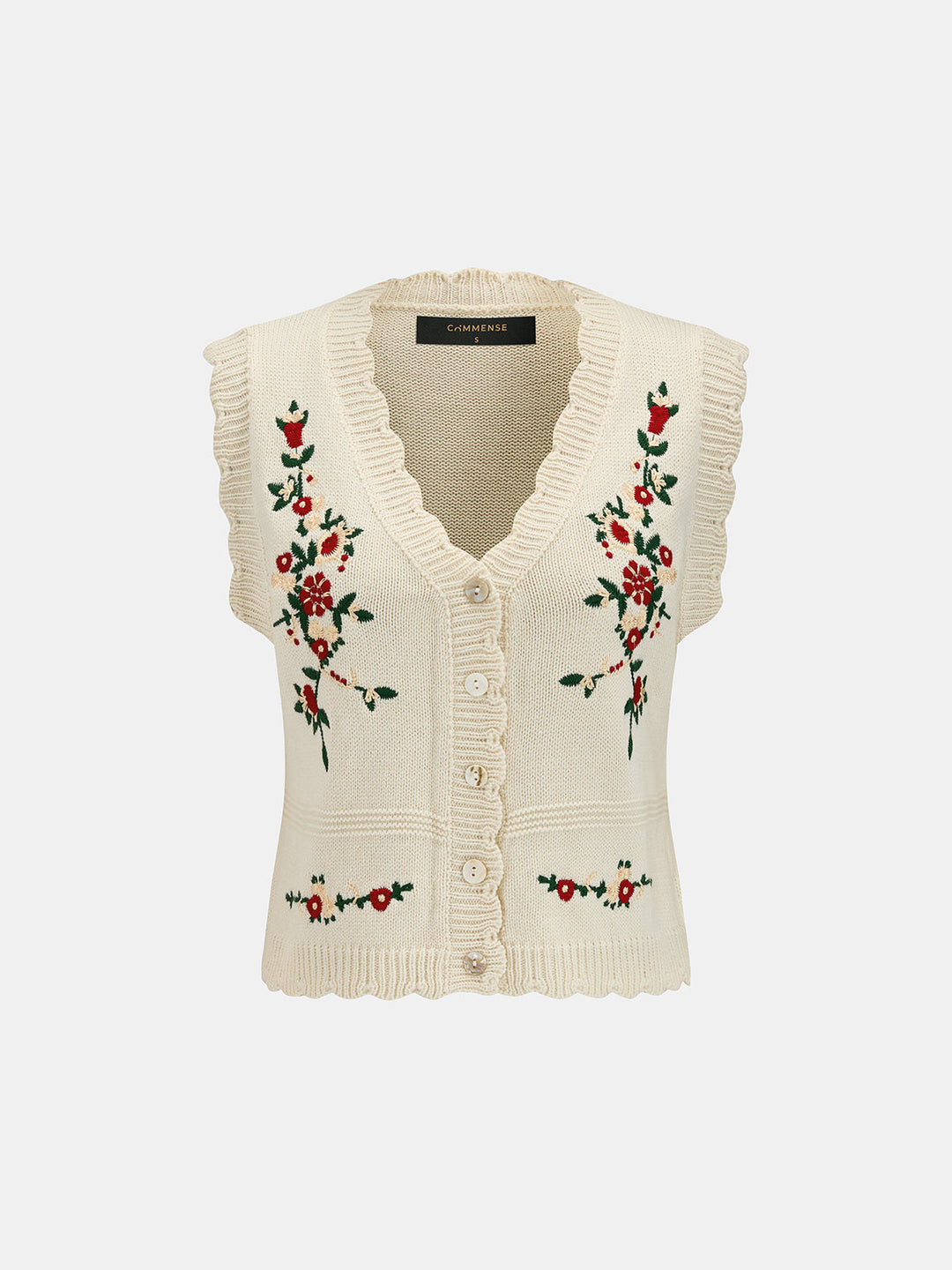 Floral Embroidered Knit Vest