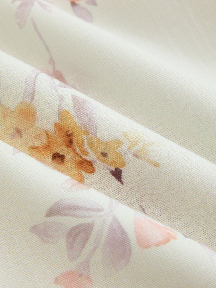 Floral Bird Print Bustier Strap Midi Dress